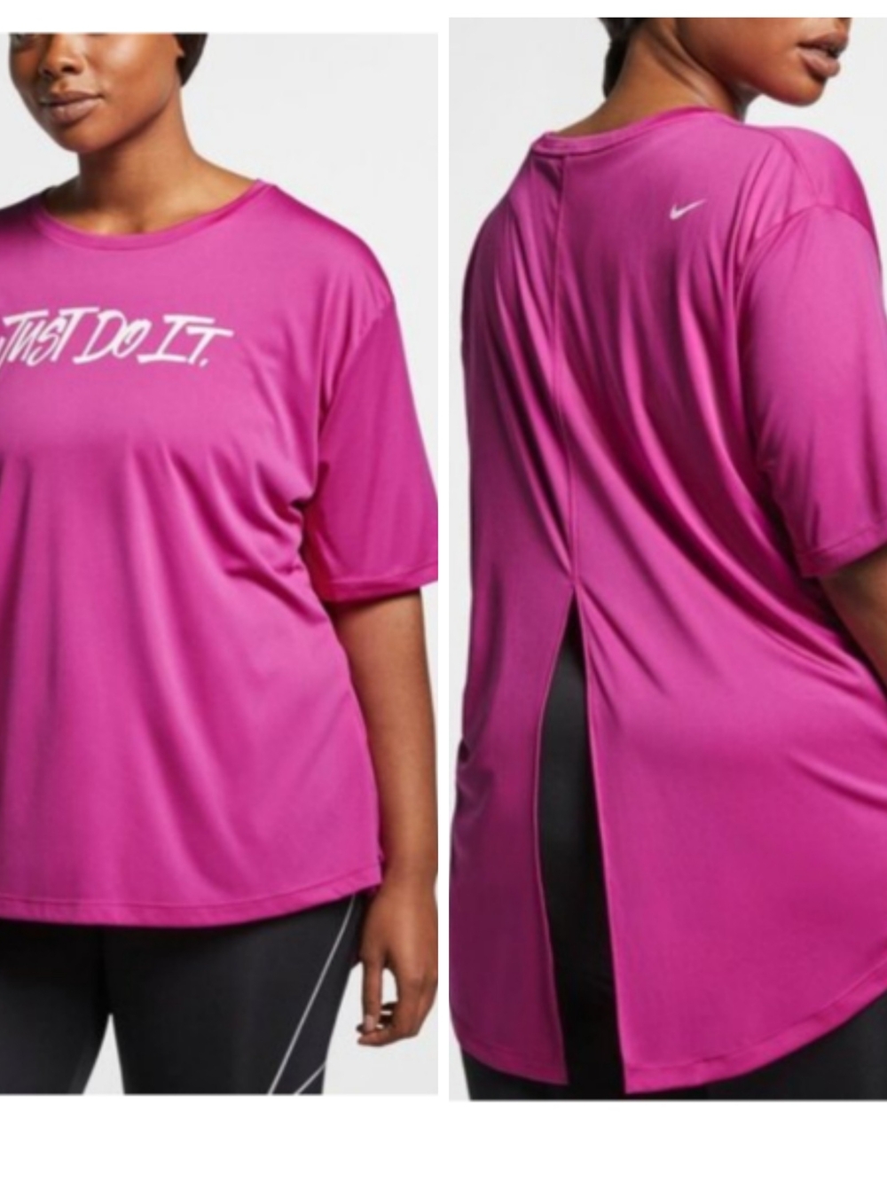 Nike Women's Pink 'Just Do It' Short Sleeve Active Top